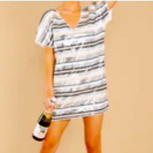 Where You Belong Silver And Nude Sequin Dress